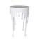 White Aluminum Drip Accent Table with Melting Designed Body